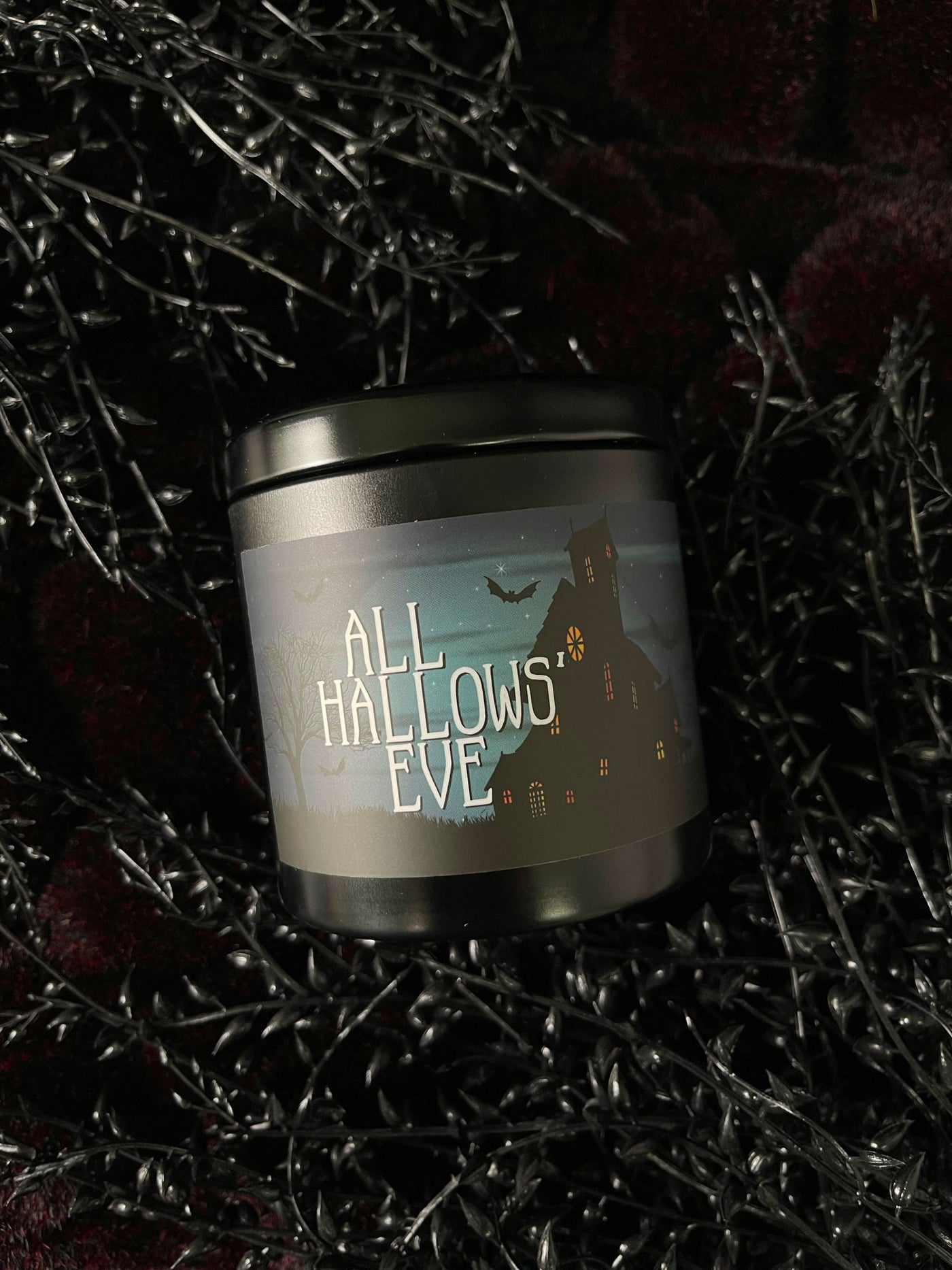 All Hallows' Eve black tin