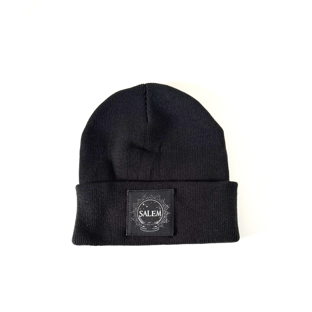 Raven black Salem knit beanie – Witch City Wicks Raven black Salem knit beanie – Witch City Wicks