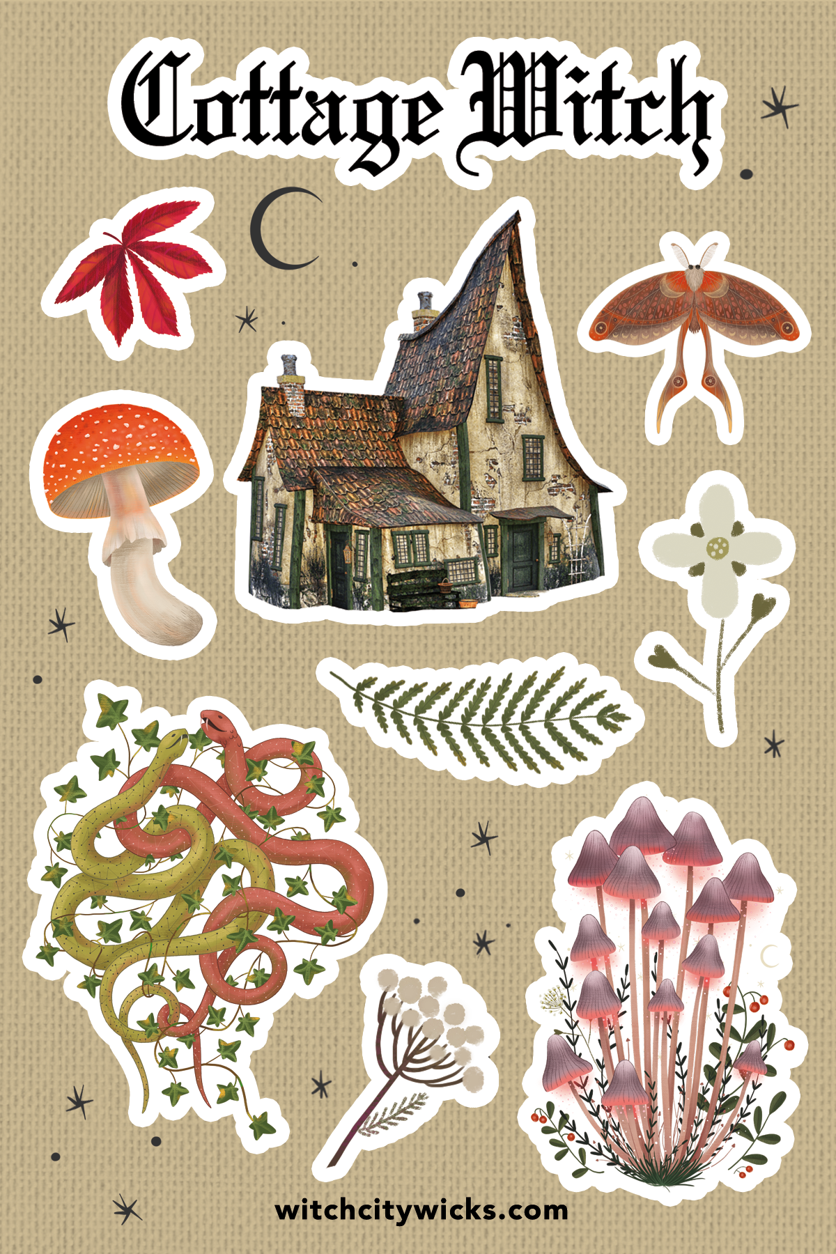 Cottage Witch sticker sheet