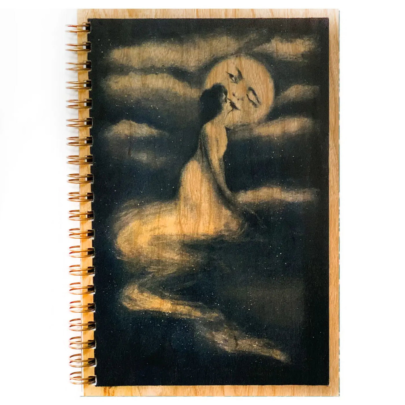 Wood Notebook- Kiss the Moon
