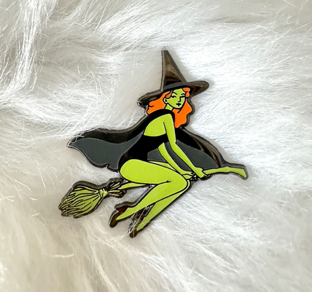 Glow in the dark Witch enamel pin