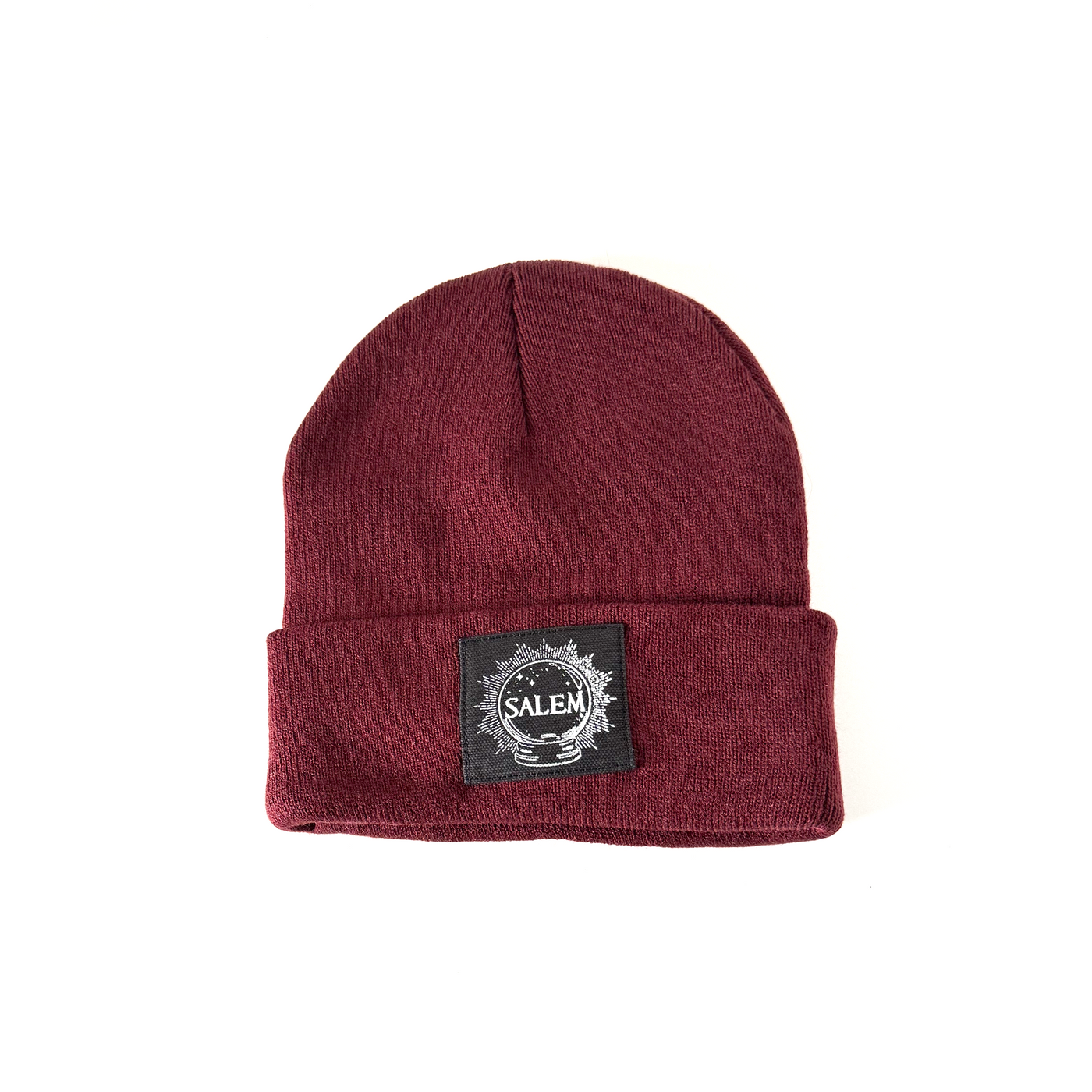 Spooky maroon Salem knit beanie