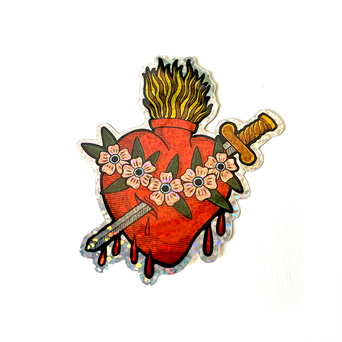 Sacred Heart glitter sticker